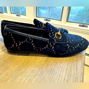 Never Worn Gucci Jordan Metallic G Velvet Loafers Size 38